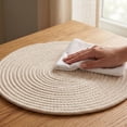 thumbnail image 4 of Unique Bargains Placemats Set of 4 Cotton Round Placemats for Dining Table Khaki, 4 of 7