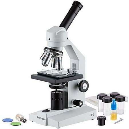 AmScope M500B-PZ Polarizing Monocular Compound Microscope, WF10x and WF20x Eyepieces, 40x-2000x Magnification, Anti-Mold