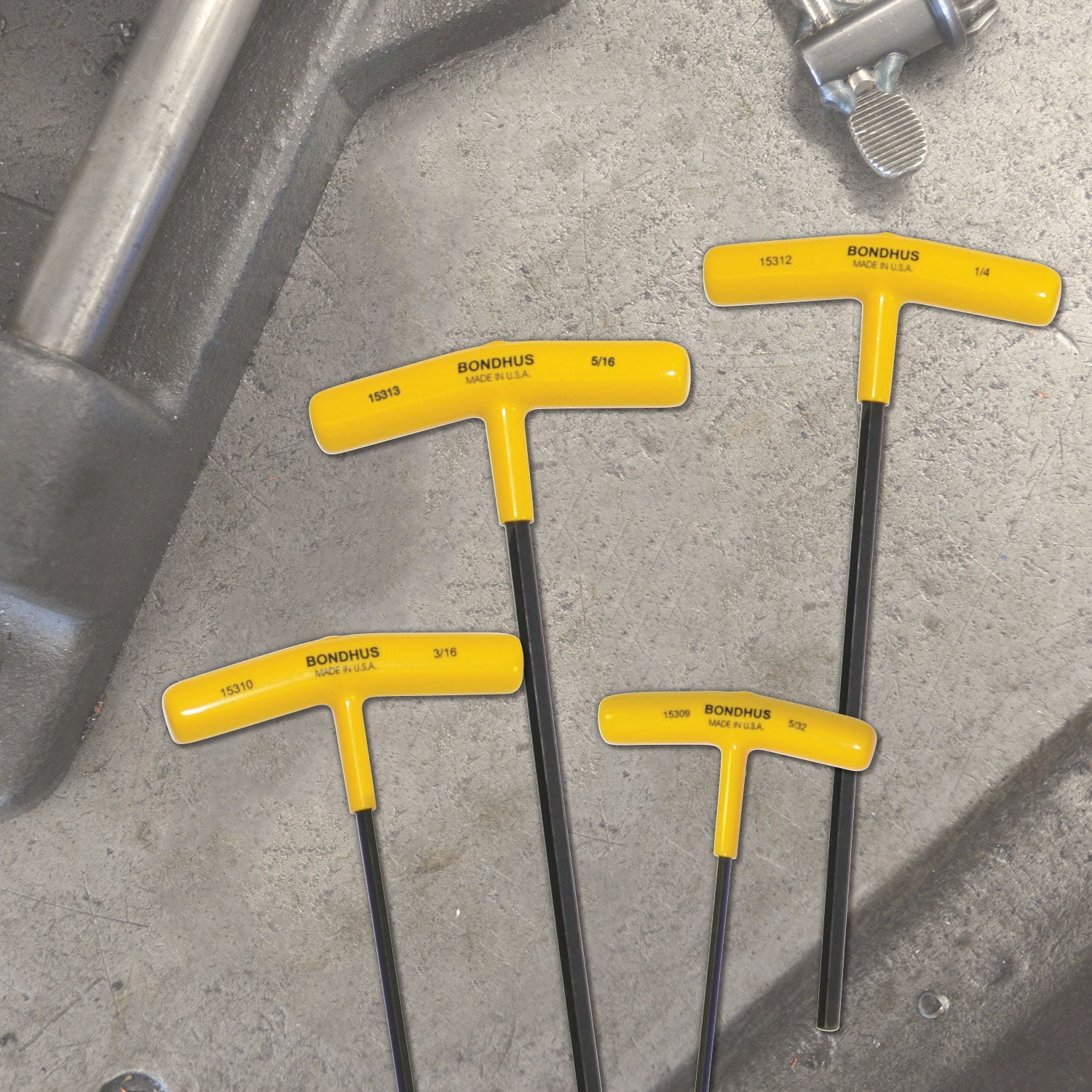 Bondhus 15338 Set of 10 Hex T-handles, 9" Length, sizes 3/32-3/8"