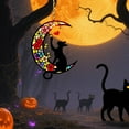 thumbnail image 4 of BNNG Black Cat Decor On White Moon Stained Glass Window Hanging Suncatcher for Windows Panels Sun Catcher Halloween Ornament Decoration Memorial Gift for Lover Cat, 6 inches, 4 of 6