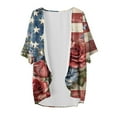 thumbnail image 3 of Daiosportswear Womens Floral Chiffon Kimono Cardigans Loose Beach Cover Up Half Sleeve Tops，Cover-Up for Women Red XL(XL), 3 of 3