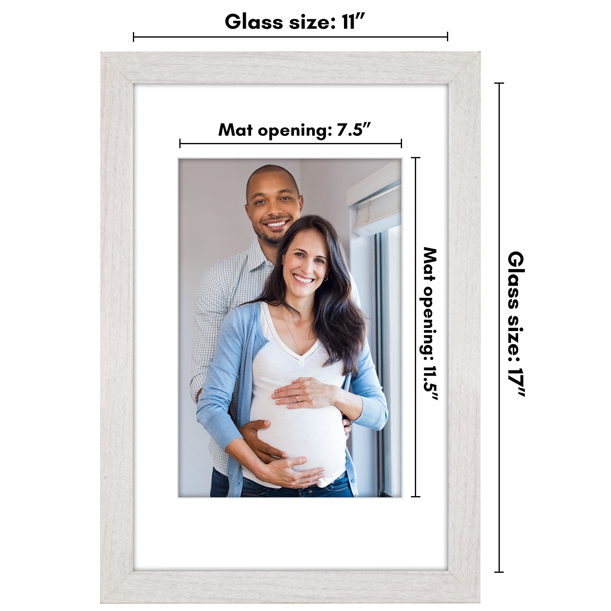 Americanflat 11x17 Picture Frame with Shatter-Resistant Glass with 8x12 Mat Display Photo Hudson Wide - White