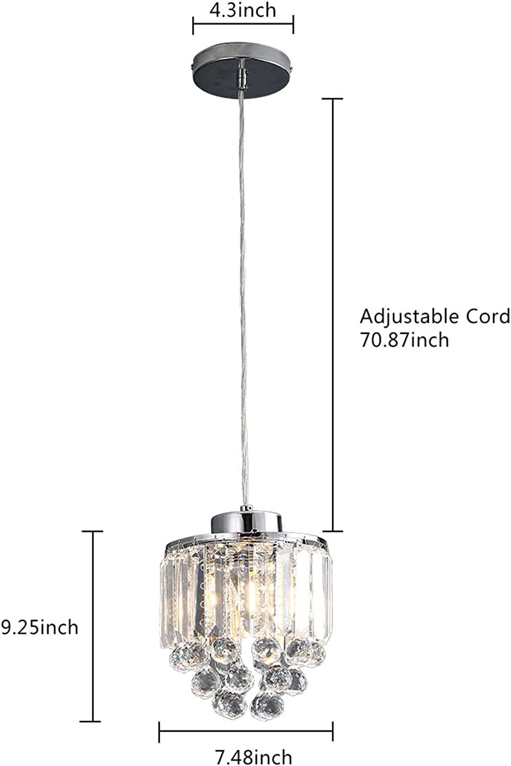 MONIPA Modern Simple Electric Transparent Crystal Chandelier 3 Pack