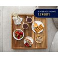 thumbnail image 4 of Comfify 22" Square Acacia Wood Ottoman Tray with Handles – Large Serving Tray for Coffee Table, Food, Drinks & Home Decor – Brown, 4 of 7