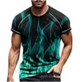 thumbnail image 2 of cllios Muscle Shirts for Men 3D Flame Graphic Tees Casual Short Sleeve Crew Neck Tops Big and Tall Summer Shirt Workout Athletics Tee Shirt Mint Green XXXL, 2 of 5