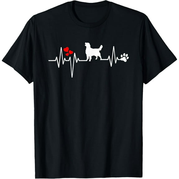 Golden Retriever Heartbeat Funny Dog Owner Lover Graphic T-Shirt