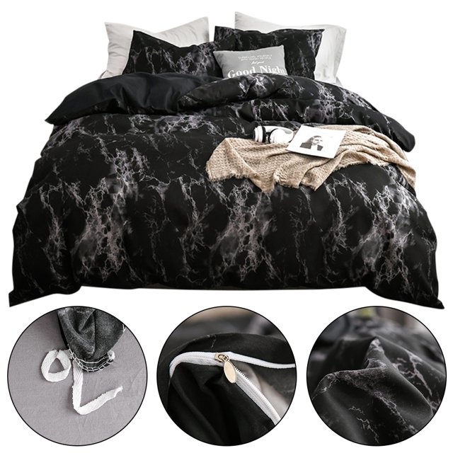 LYUMO 3Pcs/Set Polyester Marbled Quilt Cover Pillowcase Bedding Set EU-Double Size, Comfortable Bedding, Bedding Set