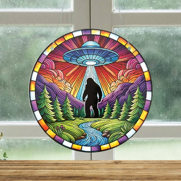 Lotusprinthandmade Bigfoot Custom Shape Window Hanging Acrylic Ornament (4x4), bigfoot window hanging ornament, funny bigfoot acrylic charm