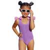 Bobifish Toddler Girls Swimsuit Gentle Solid Color One Piece Swimsuit Basic Bathing Suit Soft Swimwear.Sized 4-5T