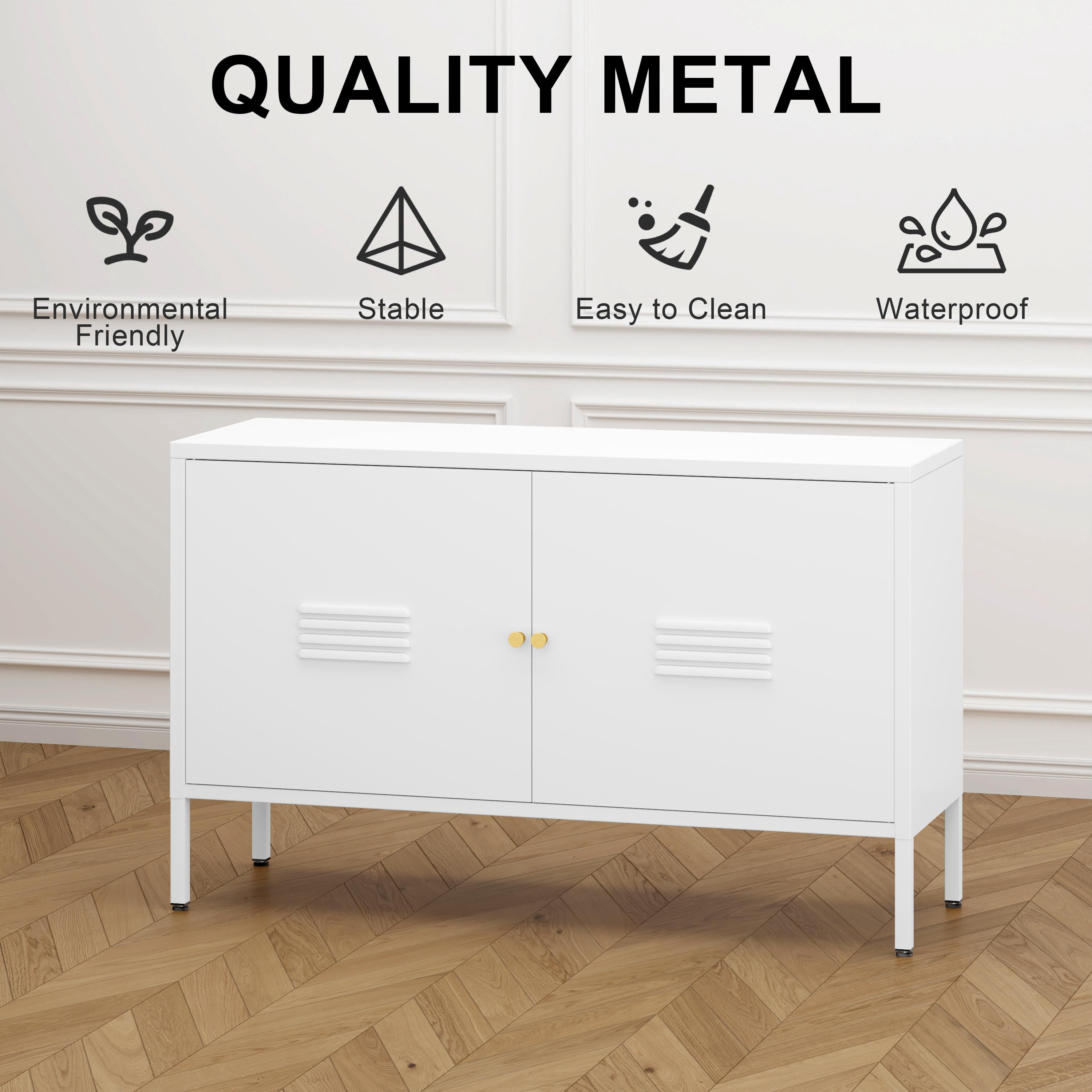 Metal Accent Storage Cabinet for Bed Room,Living Room,Home,Hotel,Office,Garage,2-Tier, Removable Shelf