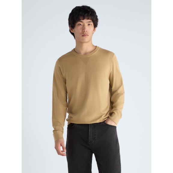 Free Assembly Men's Crewneck Sweater with Long Sleeves, Midweight, Sizes XS-3XLT