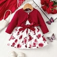 thumbnail image 2 of Hpgjzj Baby Girl Outfits, 2pcs Clothing Set for 6-24 Months Toddler Girl Floral Print Dress & Red Cardigan, Christmas Gift, 2 of 7