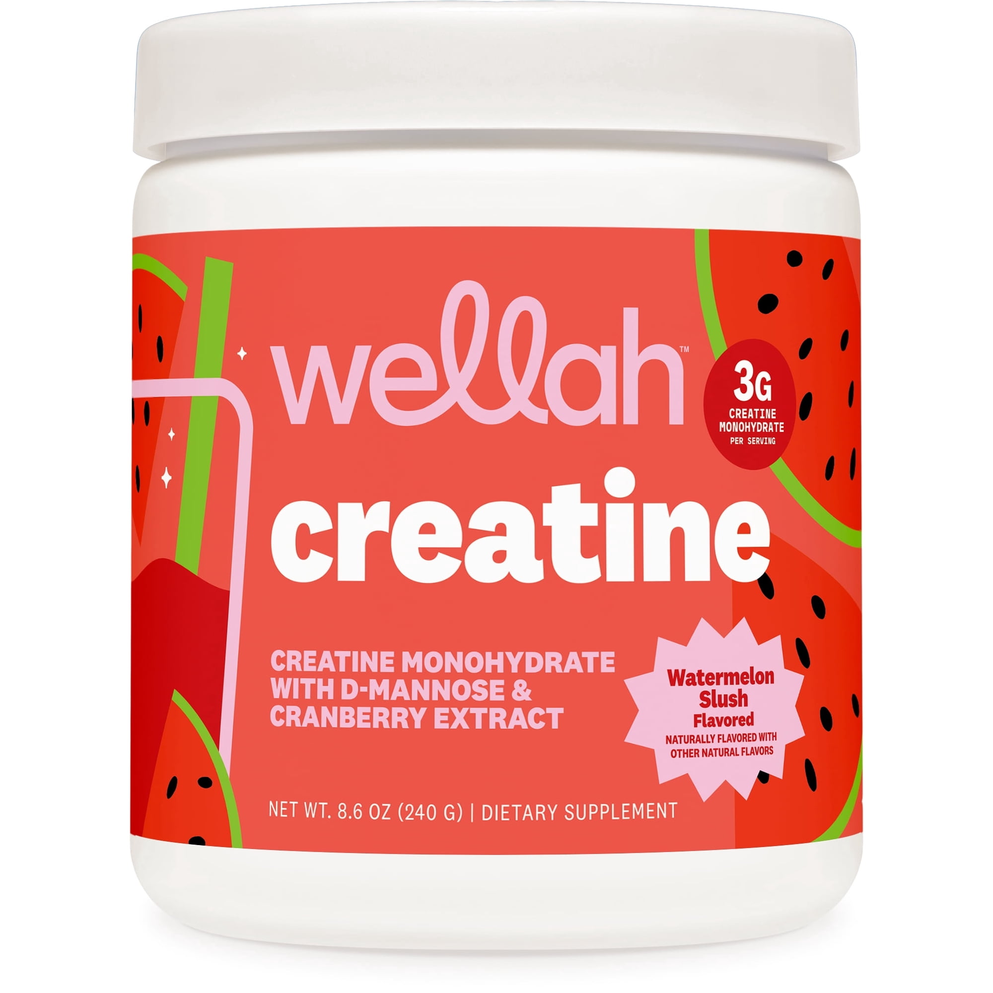 Wellah Creatine for Women - Creatine Monohydrate with Dandelion & Cranberry Extract (50 Servings, Watermelon Slush)