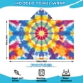 thumbnail image 2 of Colorful Rainbow Tie Dye Spiral Pattern Hooded Bath Towel，60"x35" for Ages 3 To 12 Kids, Quick Dry Lightweight Soft Microfiber Hood Beach Towel Cover Up for Kids, 2 of 7