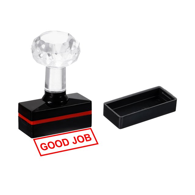 Uxcell Black Plastic Stamp Self Inking Red Ink Office Stamps Pre Inked Message Stamp 1.8'' x 0.8'' Good Job