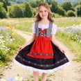 thumbnail image 2 of Edvintorg Girls Dresses Halloween Embroidery Square Neck A Line Dress Plaid Short Sleeve Fancy Dress with Bowknot Clothes for Girls Size 4-16, 2 of 7