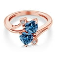 thumbnail image 3 of Gem Stone King 18K Rose Gold Plated Silver Persian Blue Moissanite and White Lab Grown Diamond Ring for Women (1.63 Cttw, Heart Shape 6MM, Gemstone Birthstone, Available in Size 5, 6, 7, 8, 9), 3 of 6