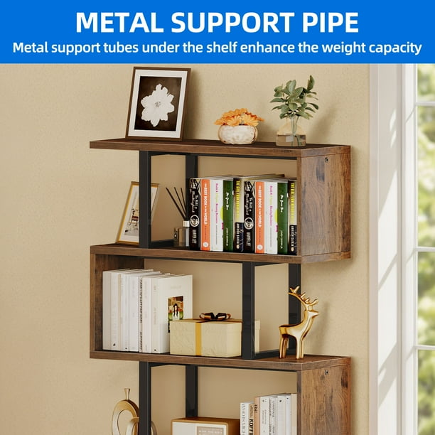 Dextrus 6-Tier S-Shaped Bookshelf , Geometric Tall Bookcase Dextrus 6-Tier S-Shaped Bookshelf , Geometric Tall Bookcase