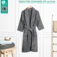 thumbnail image 2 of American Soft Linen, 100% Cotton Turkish Bathrobe - Soft, Absorbent, & Luxurious for Women, Medium - Gray, 2 of 4