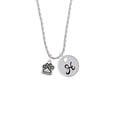 thumbnail image 2 of Delight Jewelry Silvertone Small Paw Silvertone Script Initial Disc - H - Charm Necklace, 20"+3", 2 of 4
