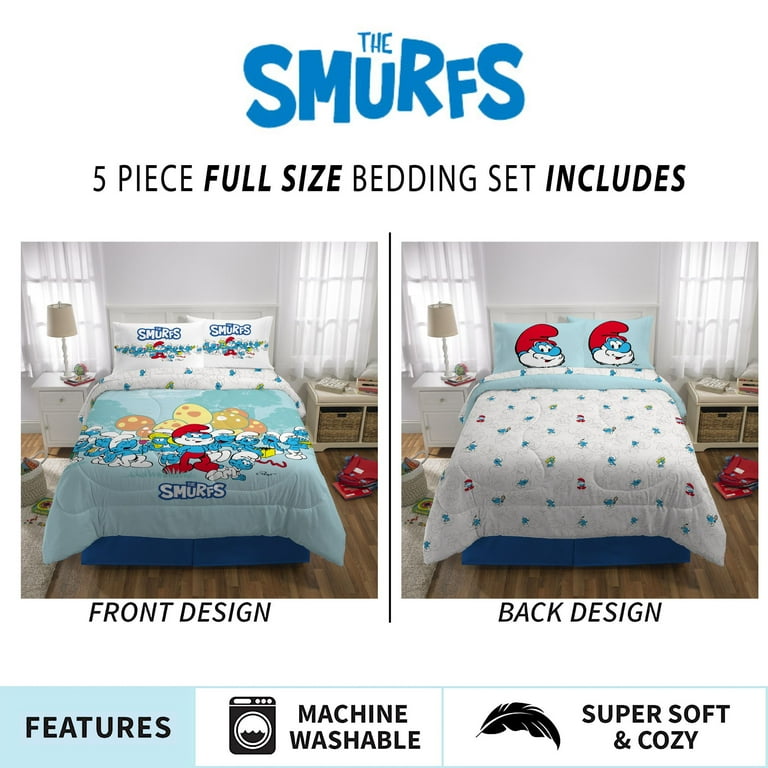 Smurfs Kids Full Bed-in-a-Bag, Comforter and Sheets - Walmart.com