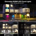 thumbnail image 2 of LED RGB Flood Light Outdoor 500W Equivalent, Smart Color Change & Daylight 5700K Landscape Lighting, IP66 Waterproof Patio Lights via App Control, Indoor Ambient Lighting, Uplighting for Yard Pathway, 2 of 7
