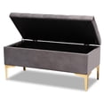 thumbnail image 2 of Bowery Hill Grey Velvet Gold Finished Button Tufted Storage Ottoman, 2 of 11