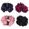 thumbnail image 4 of 4 pinzas grandes para el pelo con lazo de rosa y flor para mujer (rojo vino, negro, azul marino y rosa), 4 of 7