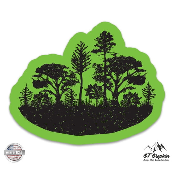 Woods Spruce Evergreen Trees - 3" Vinyl Sticker - For Car Laptop I-Pad Phone Helmet Hard Hat - Waterproof Decal