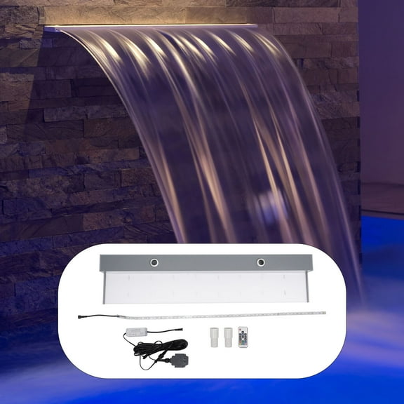 Miumaeov 36" Fountain Spillway Waterfall Pool Led Lighted Spillway acrylic Spillway with Remote
