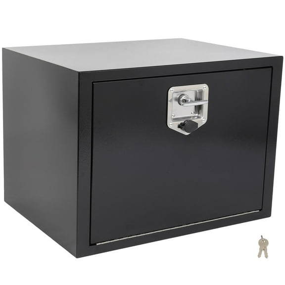 ECCPP 24inch Heavy Duty Iron Truck Bed Tool Box, RV Storage Organizer Trailer Storage ToolBox W/Lock & Keys, Underbody Flatbox Truck Car Outdoor Trailer Pickup (Black)