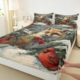 thumbnail image 3 of Homewish Fox Red Sparrow 3pcs Twin Sheet Sets for Kids Children Teens,Merry Christmas Twin Fitted Sheet,Xmas Animal Breathable Flat Sheet,Ultra Soft Home Decor, 3 of 7