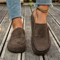 thumbnail image 5 of Women's Platform Suede Slip On Casual Shoes Close Toe Lightweight Clogs Wide Width Non Slip Slide Walking Shoes Brown Size 9.5, 5 of 8