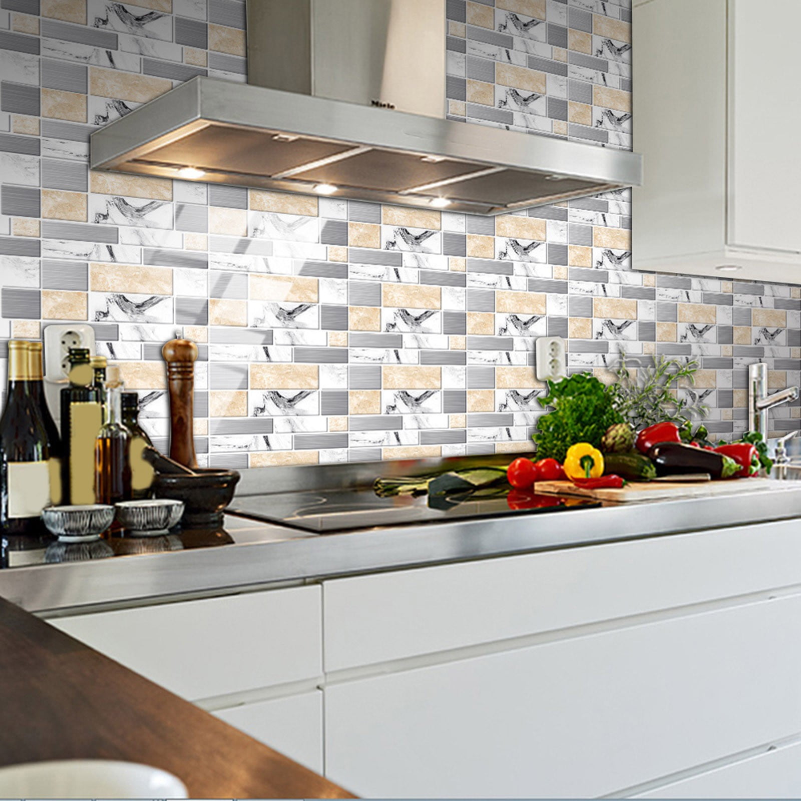 Peel and Stick Backsplash Marble Stone Backsplash Tile for Kitchen Self  Adhesive Peel and Stick Backsplash Tile Peel and Stick Wall Tiles for  Bathroom Shower Furniture Camper 4\, image size:1600x1600