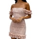 thumbnail image 3 of Lucakuins, vestido ajustado de encaje Floral para mujer, cuello barco, espalda descubierta, volantes, vestido de cóctel, minivestido de fiesta de verano Lucakuins  moda, 3 of 8