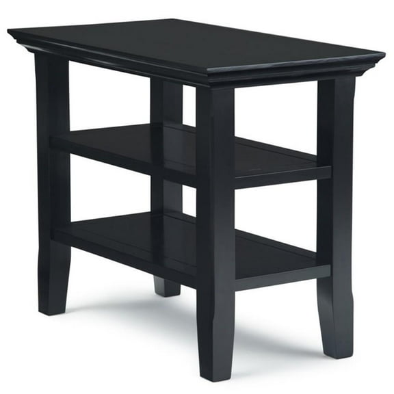 Trent Home Wood 14" Rectangle Transitional Narrow Side Table in Black