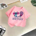 thumbnail image 3 of Camiseta de algodón para niños y niñas con cuello redondo, regalo de cumpleaños de Disney Stitch, kawaii, ropa informal de moda para niños y niñas, 3 of 5