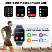 Mingdaln 2025 New 1.85-inch Men Women's Smartwatch with Answer/Make Calls/120+ Sport Modes/Message Reminder, IP68 Waterproof,Fitness Tracker fits for Android iPhone Devices(Blue)