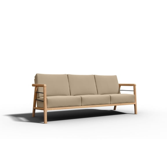 Curated Maison Daniele 86-inch Teak Deep Seating Outdoor Sofa with Fawn Cushion