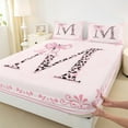 thumbnail image 3 of Castle Fairy Monogrammed Letter 3pcs Twin Sheet Sets,Leopard Print Twin Fitted Sheet,Kawaii Bow Breathable Flat Sheet,Ultra Soft Floral Home Decor, 3 of 7