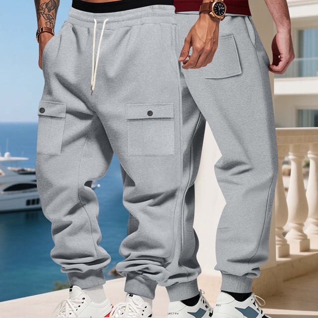 Ceisia Men's All-Season Solid Color Workwear Gift Sweatpants - Elastic Waistband Drawstring Pocket Oversized Comfort Pants
