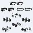 thumbnail image 2 of 9 Pairs Stainless Steel Earrings Hoop Earrings Classic Black Ear Piercing Jewelry Stud Earrings For Men And Women, 2 of 5