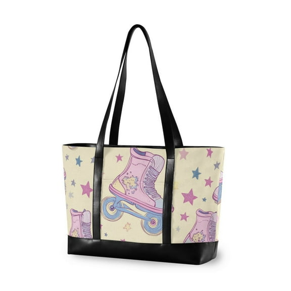 FORMRS Canvas Laptop Tote Bag for Women with 15.6" Computer Compartments Shoulder Handbag, Roller Disco