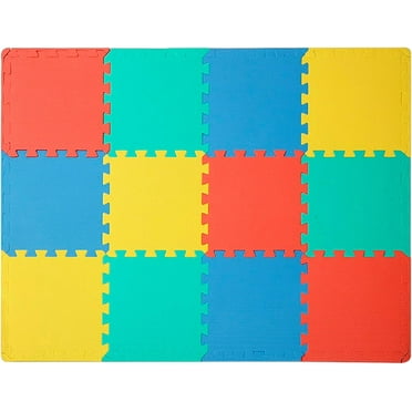 Easy Playhouse: Soft Foam Floor Puzzle Tiles – 12 Mats   14 Borders for Kids & Adults Rooms