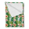 thumbnail image 2 of Floral Soft Flannel Fleece Throw Blanket, Exotic Hawaiian Style Botanical Pattern for Tropical Heaven and Paradise Holiday, Cozy Plush for Indoor and Outdoor Use, 50" x 70", Multicolor, by Ambesonne, 2 of 5