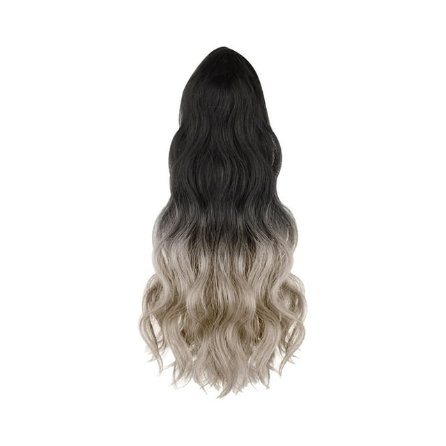 Perruque Queue de Cheval Dorée Dégradée Marron Clair - Fibre Haute Température Bouclée - Extension de Cheveux Synthétiques à Clip pour Femmes