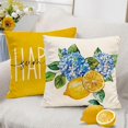 thumbnail image 2 of Spring Summer Lemon Fruit Pillow Covers Blue Hydrangea 20 x 20 Inch Throw Pillows, Amalfi Italy Hello Sunshine Outdoor Indoor Decorative Farmhouse Cushion Case for Sofa Couch Set of 4, 2 of 6