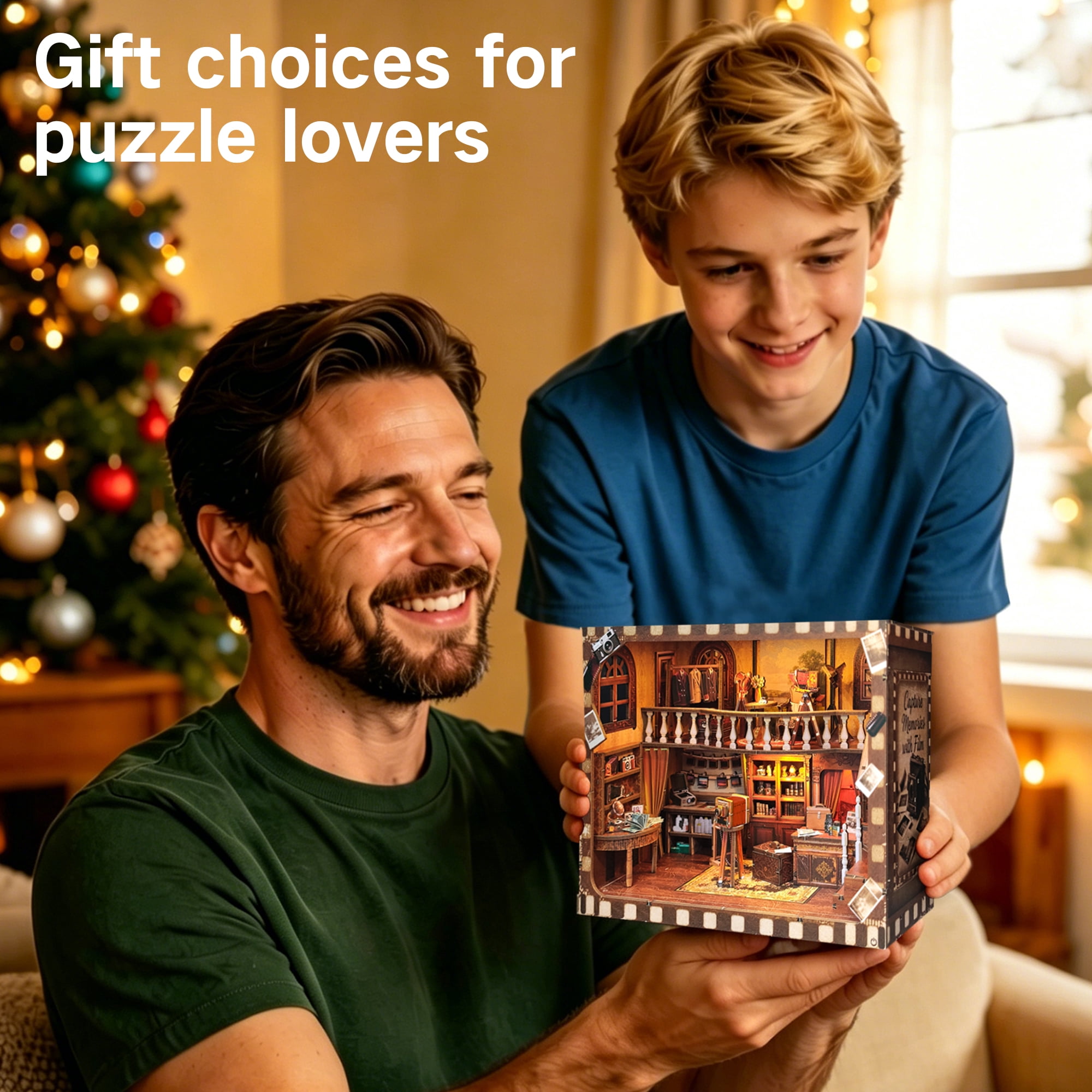 BELEEV Book Nook Kit,DIY 3D Wooden Puzzle with LED Lights and Dust Cover,Miniature House Model Kit for Adults Teens,Bookshelf Decor Gift - Vintage Photo Studio