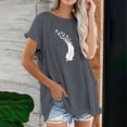 thumbnail image 2 of Blusa de manga corta con estampado de cuello redondo de algodón y cáñamo para mujer OAVQHLG3B Store  lin121212, 2 of 5
