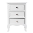 thumbnail image 4 of 3-Drawer Nightstand, Wood Bedside Table with Curved Legs, Retro End Table with Storage for Bedroom Living Room, 17.72''L x 14.96''W x 24.8''H, White, 4 of 7